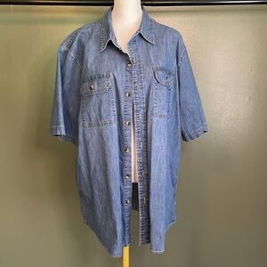 Wrangler Denim Blue Casual Button Down Shirt